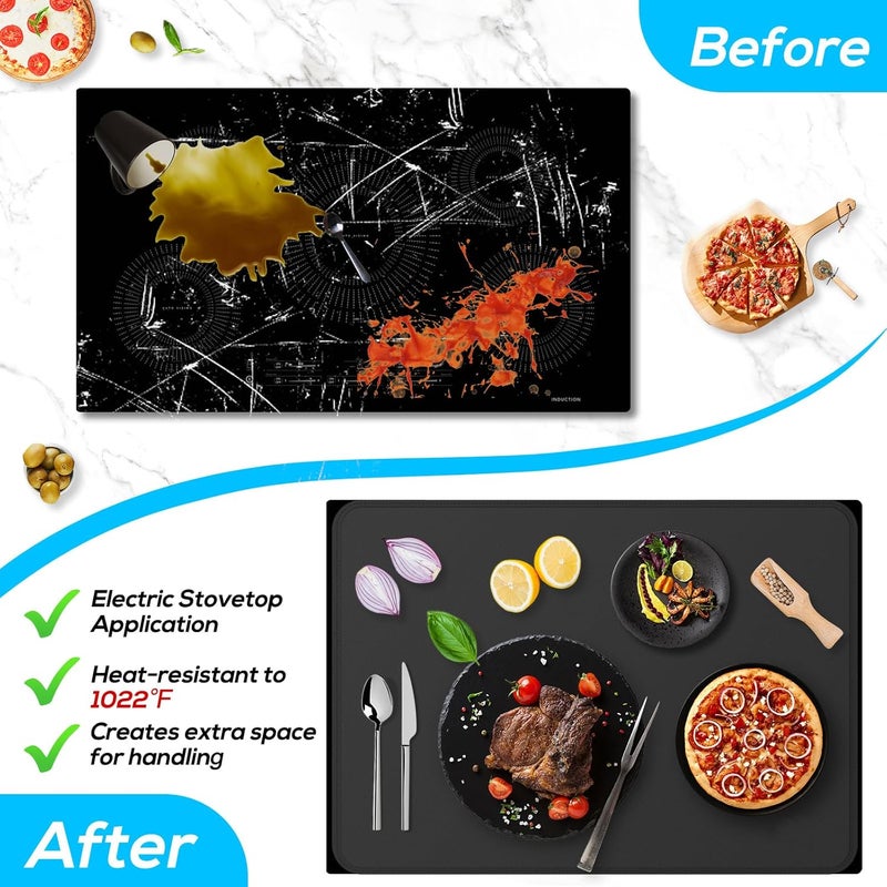 FLASLD Fireproof and Waterproof Stove Top Covers, 21×32 inch Electric Stove Cover Mat, Glass Top Stove Cover - Ceramic Glass Cooktop Protector - Flat Top Oven Cover, Black Without Logo - Image 5
